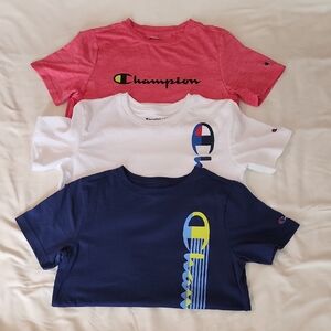 Lot Of 3 Champion Kids' Short Sleeve T-Shirt Trio - Red, White, and Navy